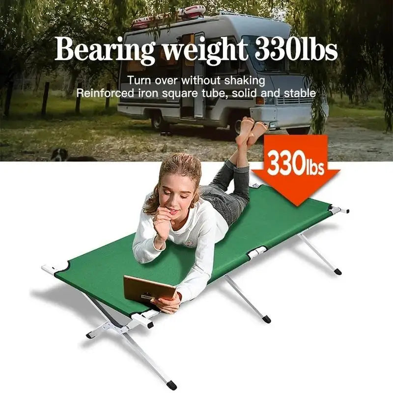 Multifunctional Camping Folding Bed – Portable Iron Cot for Hiking, Travel, and Office Use