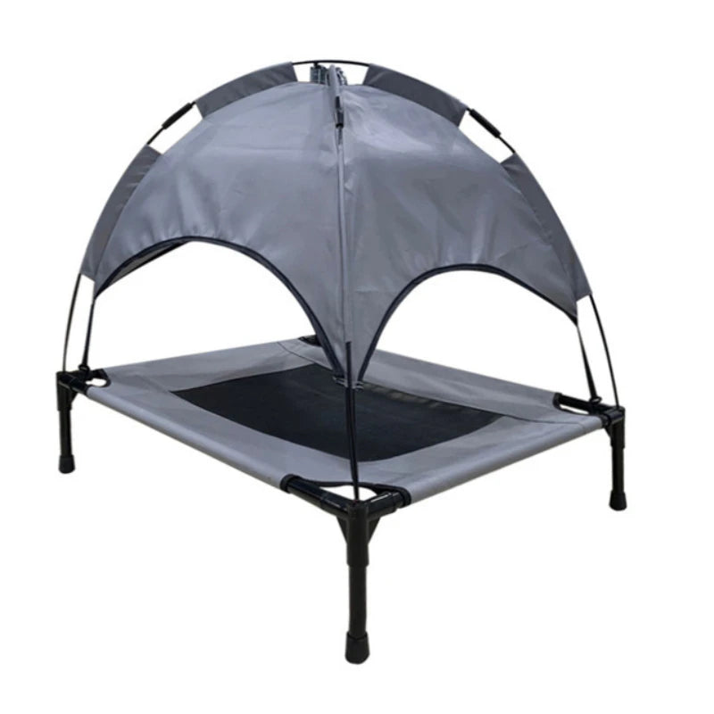 Portable Raised Pet Bed with Sun Canopy for Outdoor Camping