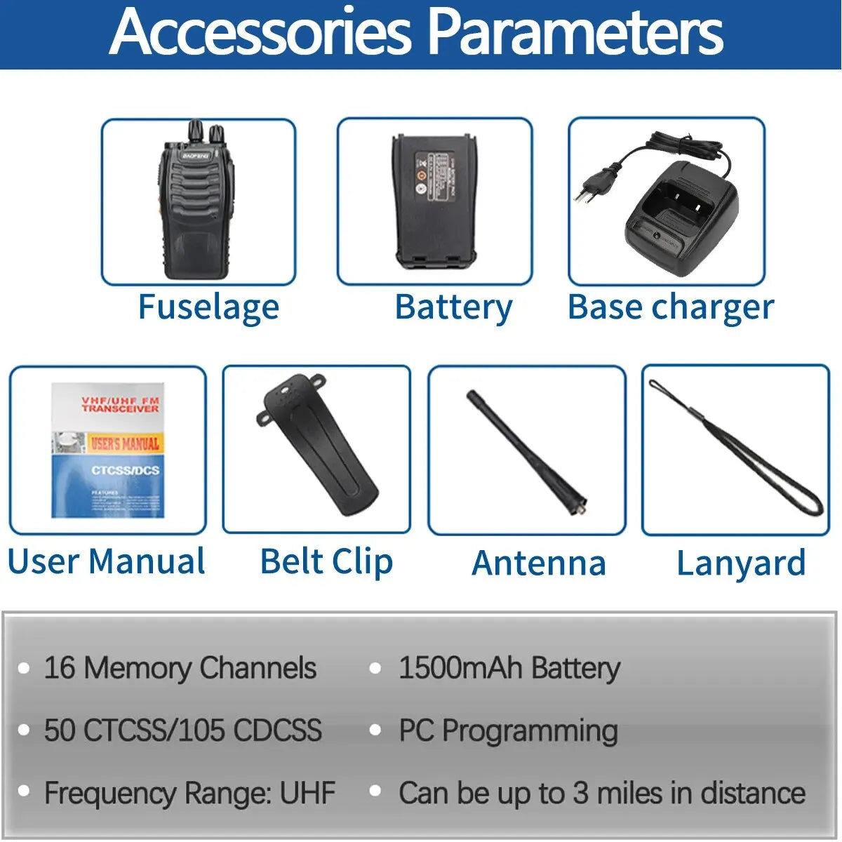 Baofeng BF-888S Pro Walkie Talkie - Long Range Portable UHF 400-470MHz Two-Way Radio for Camping and Hotels