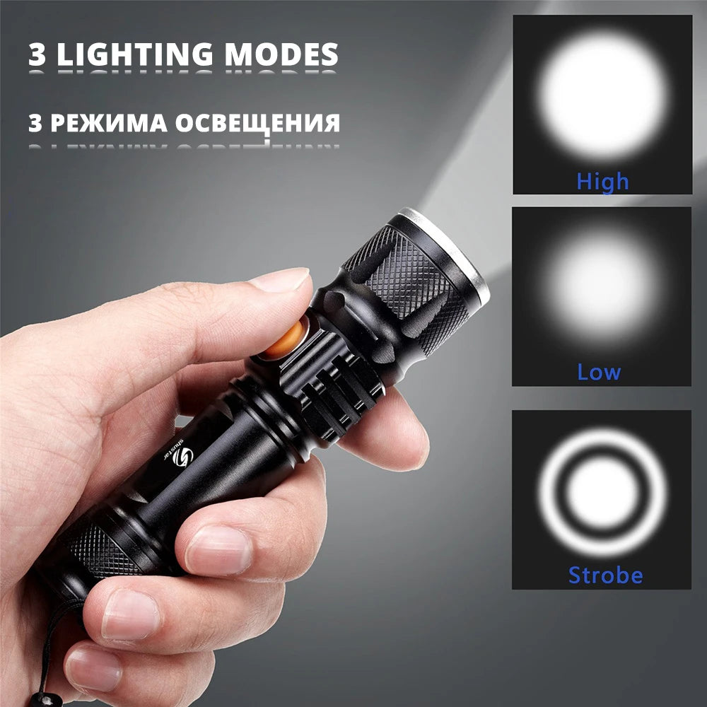 USB Rechargeable LED Flashlight - Powerful and Waterproof Torch for Outdoor Activities