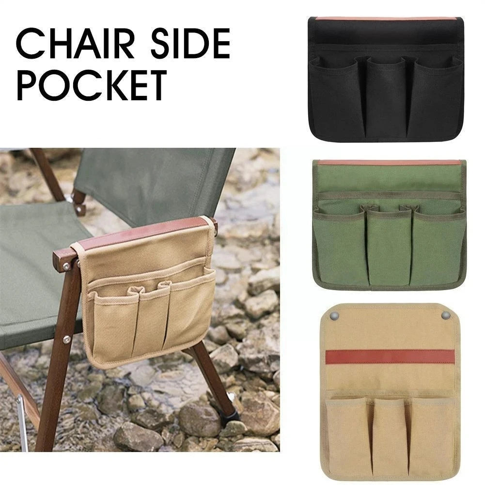 Outdoor Chair Side Pocket - Portable Armrest Hanging Bag for Camping, BBQ, Gardening, Fishing - Wear-Resistant Storage Bag