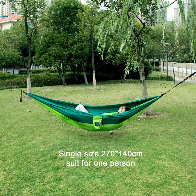 Portable Nylon Parachute Fabric Hammock - Single and Double Size for Camping, Hiking, and Garden