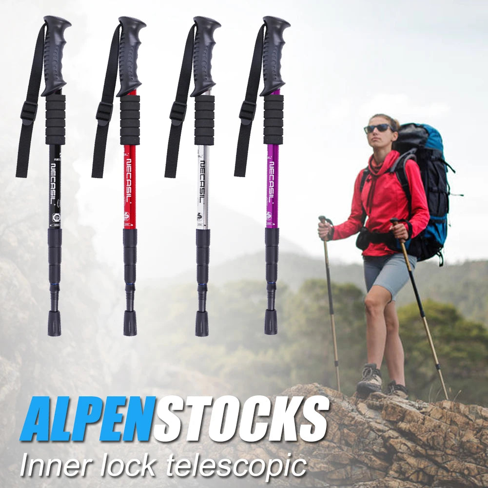 1/2Pcs Light Aluminum Alloy Folding Walking Sticks - High-Quality 4-Section Telescopic Trekking Poles for Hiking and Climbing