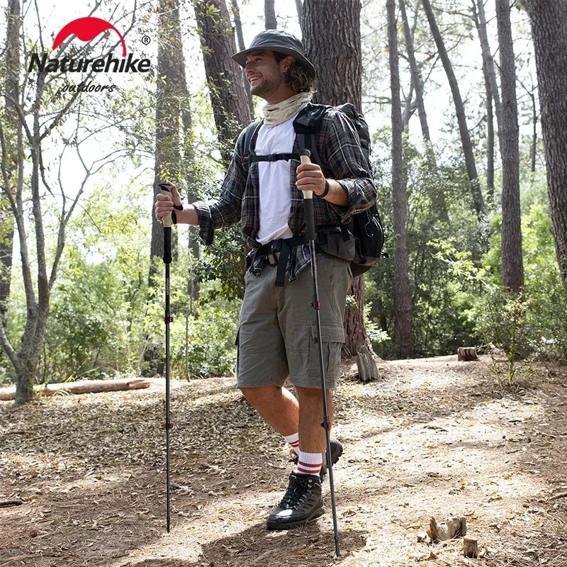 2024 Carbon Fiber Trekking Poles - Collapsible Telescopic Walking Sticks for Tourism and Hiking