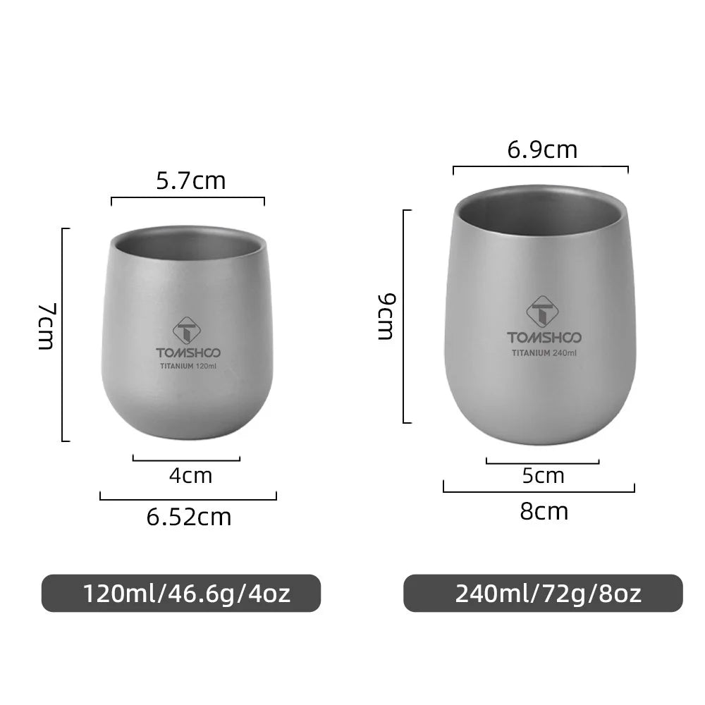 Titanium Insulated Double Wall Drink Cup for Outdoor Camping and Hiking