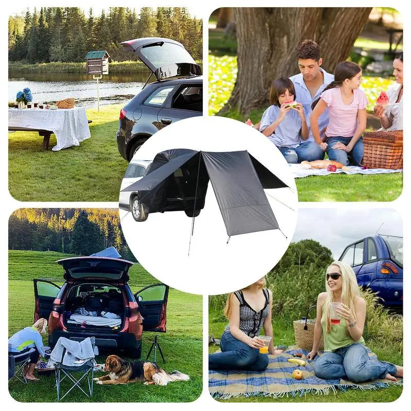 Car Awning Sun Shelter - Portable Waterproof SUV Rear Tent for Camping, Tailgate Tent with Quick Automatic Opening