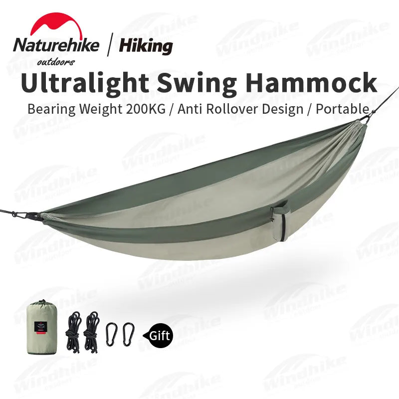 Ultralight Camping Swing Hammock - Anti-Rollover, 1/2 Person, 200kg Capacity, Portable Outdoor Hammock