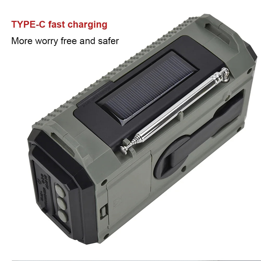 10000mAh Multifunction Solar Hand Crank Radio - USB Charging FM/AM/NOAA WB Weather Radio with Emergency Flashlight, SOS Alarm, and Power Bank