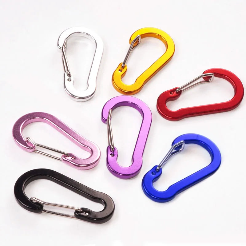 6-Piece Outdoor Camping Multi-Tool Carabiner Clips - Aluminum Buckles for Mountaineering, Fishing, Climbing Accessories