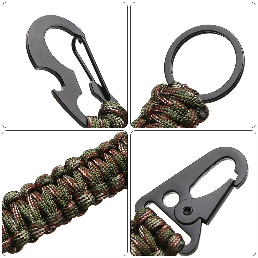 Outdoor Keychain Ring - Multi-Functional Camping Carabiner with Paracord Rope