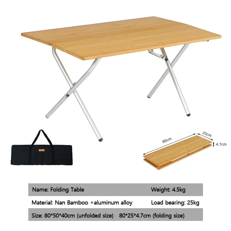 Portable Bamboo Folding Table for Outdoor Camping and Picnic