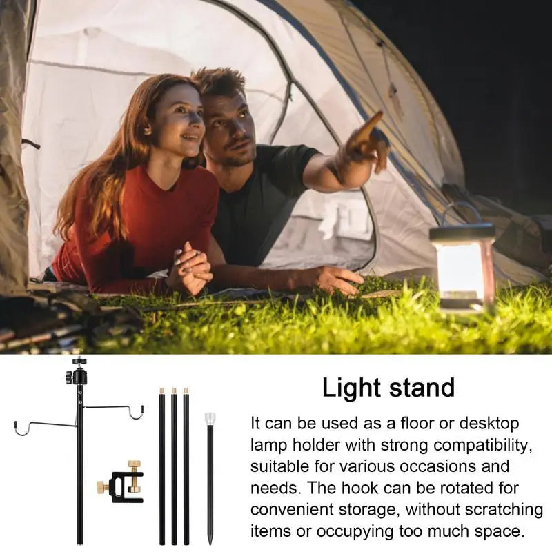 Portable Telescoping Camping Lantern Stand with Aluminum Alloy Pole