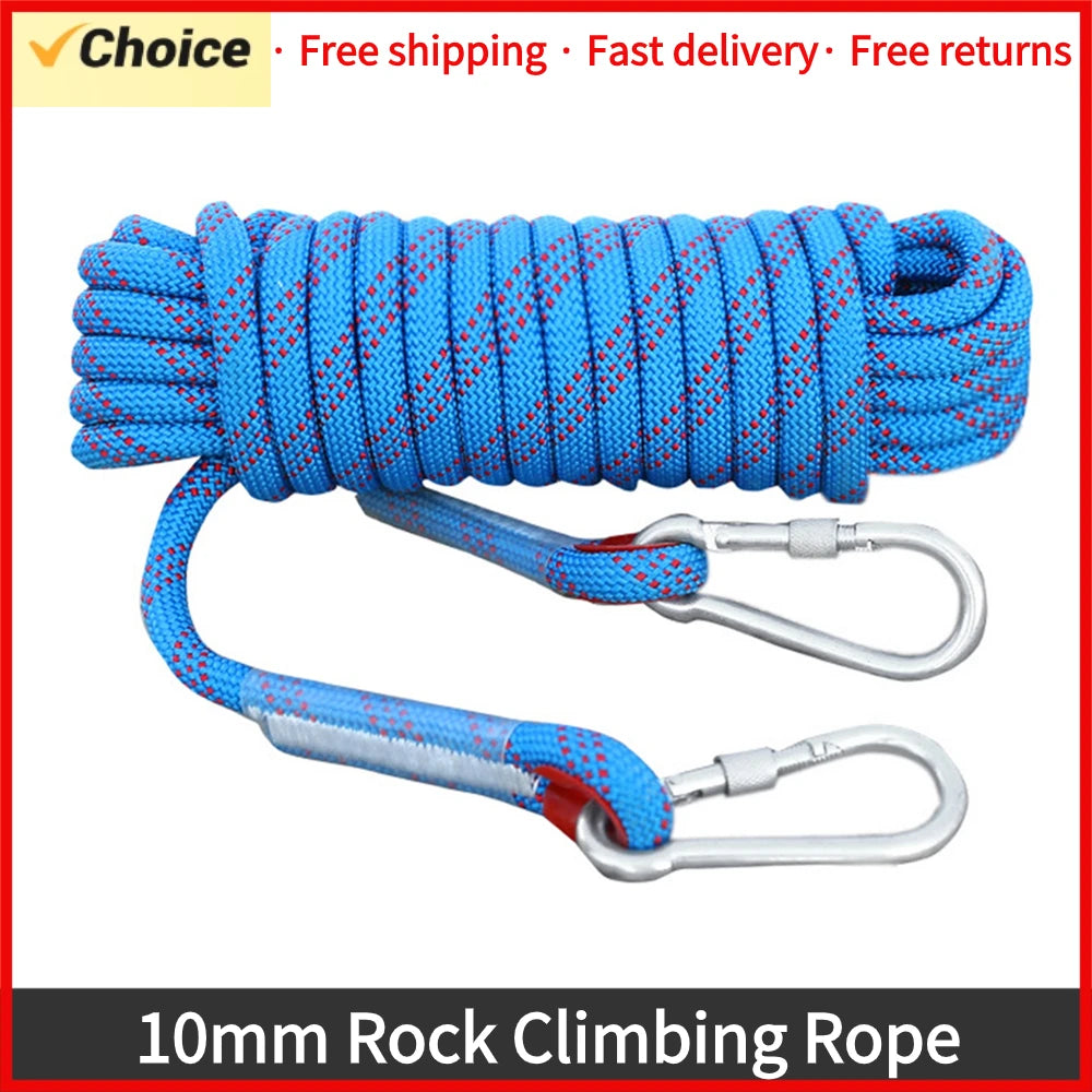 Tomshoo 10mm  Climbing Rope - 10M/20M/30M Outdoor Static Rappelling and Fire Rescue Safety Escape Rope