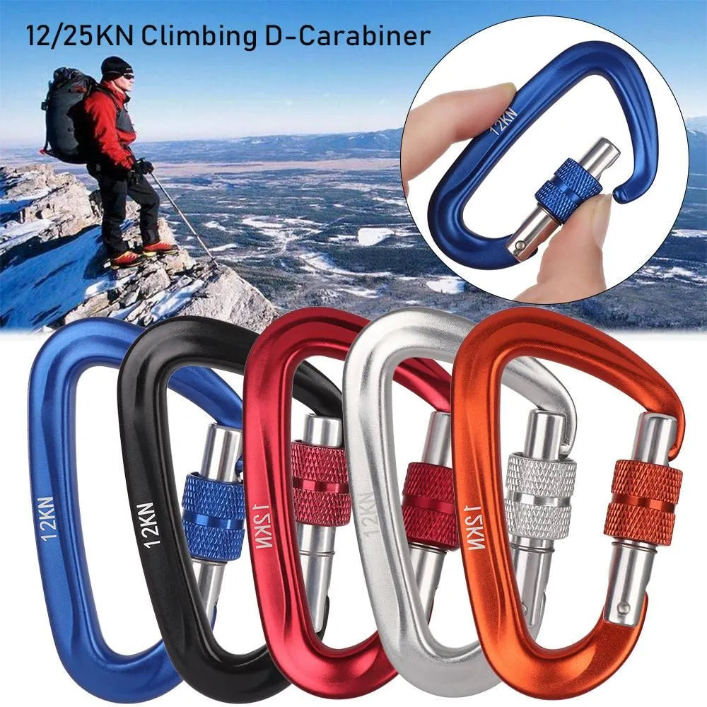 BLACKON D-Shaped Professional Carabiner with Security Master Lock: Secure Mountaineering and Climbing Gear