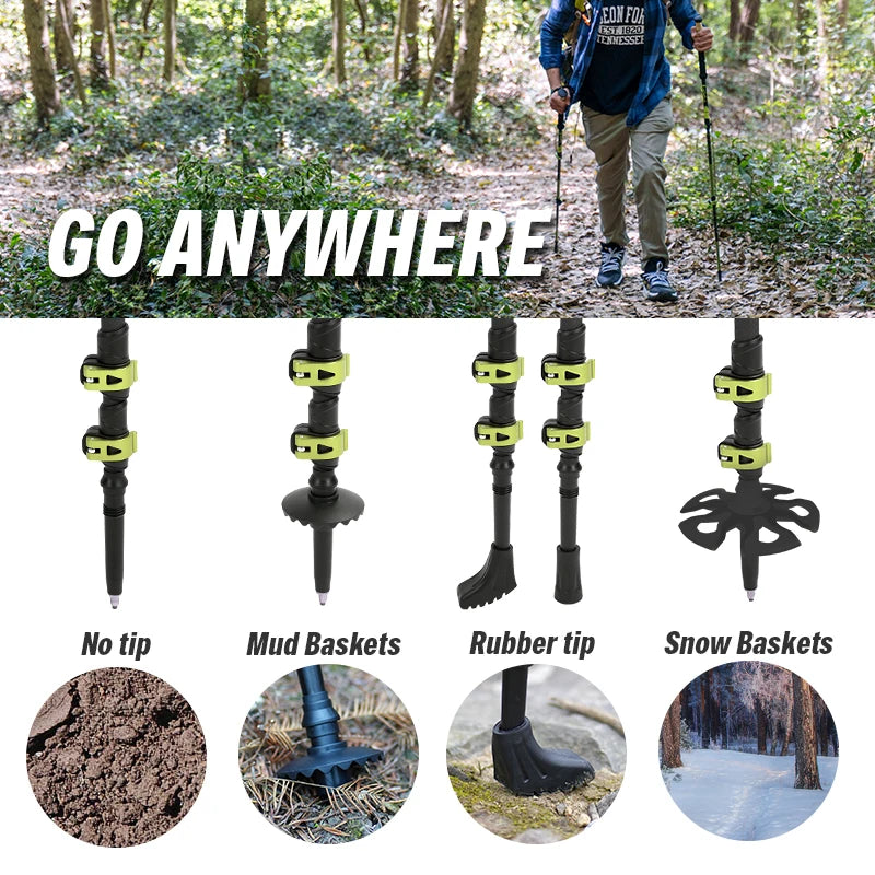 Ultralight Carbon Fiber Trekking Poles - Adjustable Alpenstock with Quick Lock